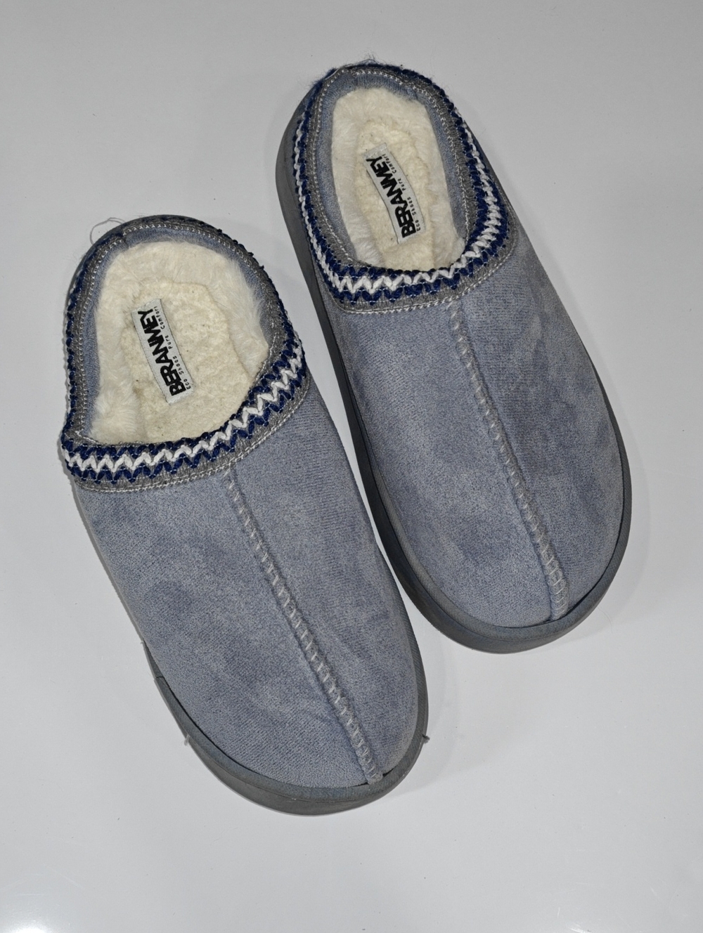 Brahma Light Blue Fleece-Lined Slip-On Slippers